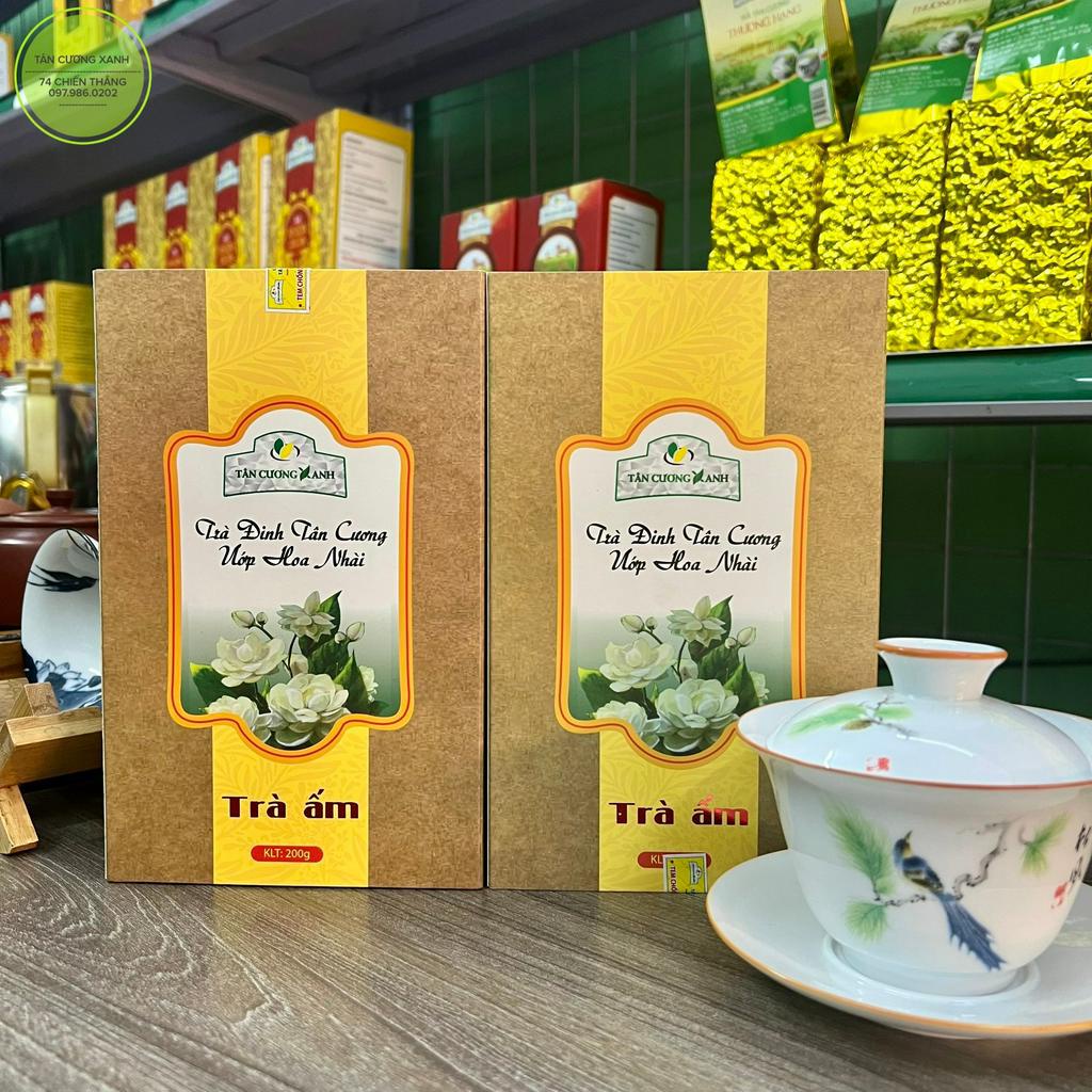 Trà Đinh Ướp Nhài Hộp 200gr - Chè Thái Nguyên Chính Hãng Tân Cương Xanh Thương Hiệu Cúp Vàng Uy Tín