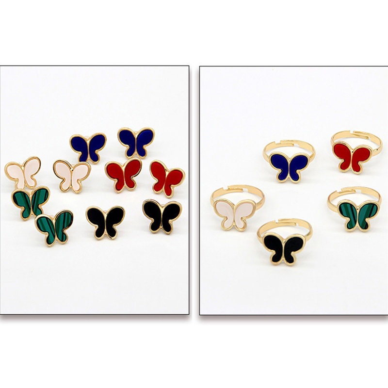 Bộ 3 Món Trang Sức Gồm Nhẫn / Bông Tai / Dây Chuyền Hình Bướm Cho Nữ