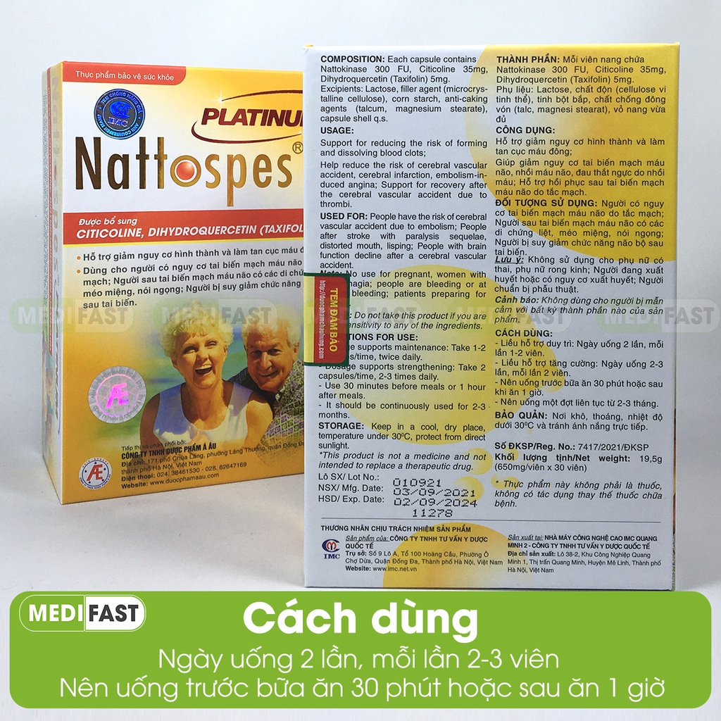 Phòng ngừa tai biến, đột quỵ Nattospes Platinum Hàm lượng cao hiệu quả tốt hơn Natospes, có thêm Nattokinase