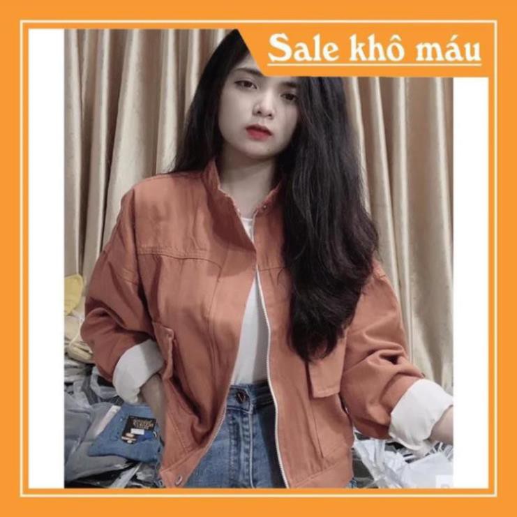 HOT KHOÁC JACKET KAKI CỔ TRỤ PHỐI KHOÁ KÉO - ảnh thật toàn bộ