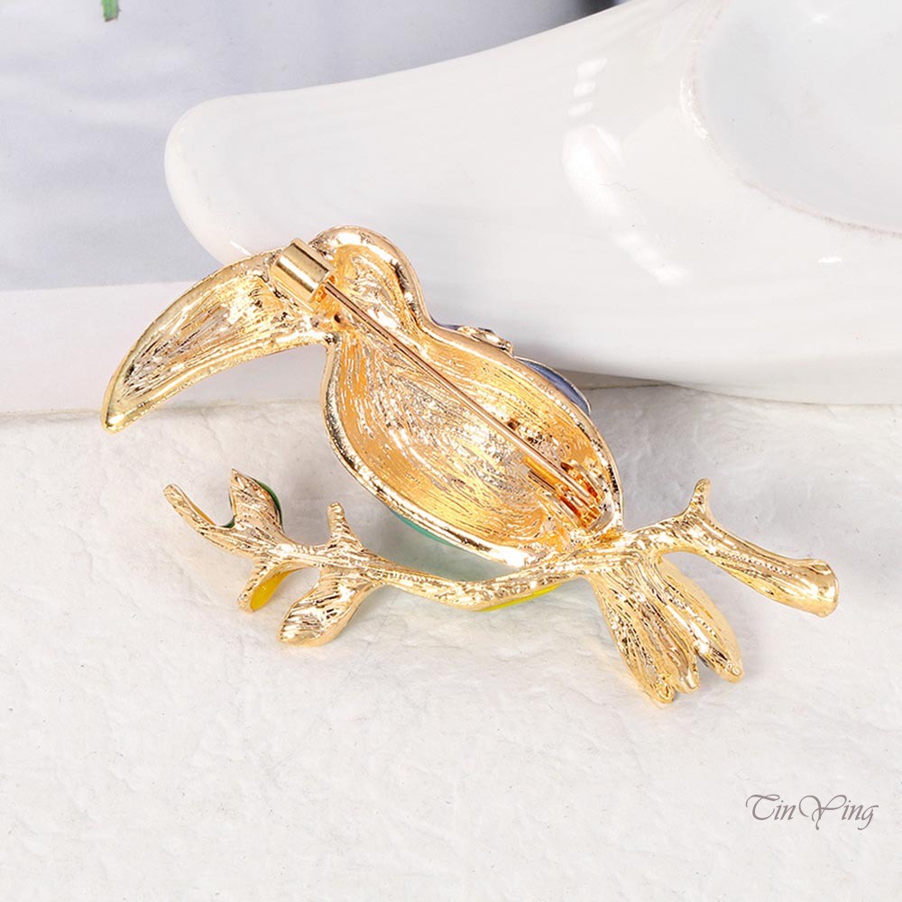 GETNOIVAS Ghim Cài Áo Hình Chim Vẹt Bằng Hợp Kim Đính Đá 5.40 * 2.70 * 1.00