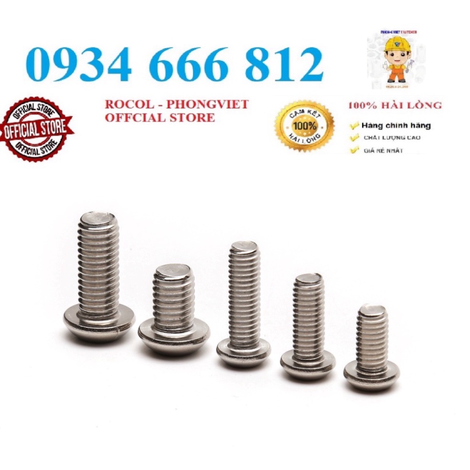 Set 10 cái M8 bulong lục giác chìm đầu cầu inox304 M8,M8x12, M8X16, M8X20.....