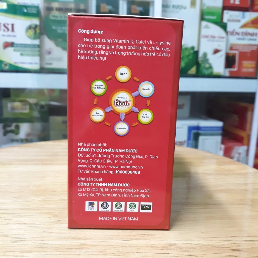 Siro Calci - D Ích Nhi Nam Dược (Hộp 20 ống) [Canxi, Canci, vitamin D3]