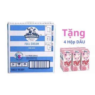 Thùng 24 hộp sữa tươi devondale nguyên kem 200ml tặng kèm 4 hộp sữa dâu devondale