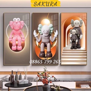 Tranh tráng gương cao cấp gấu kaws/ bearbrick