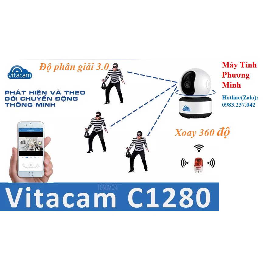 CAMERA trong nhà VITACAM C1080 PRO - 3.0MPX FULL 1296P - HÀNG CHÍNH HÃNG bảo hành 12 tháng