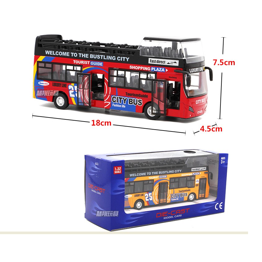 Đồ chơi xe buýt, xe ô tô bus kim loại có âm thanh và đèn cho trẻ em mô hình tỉ lệ 1:32