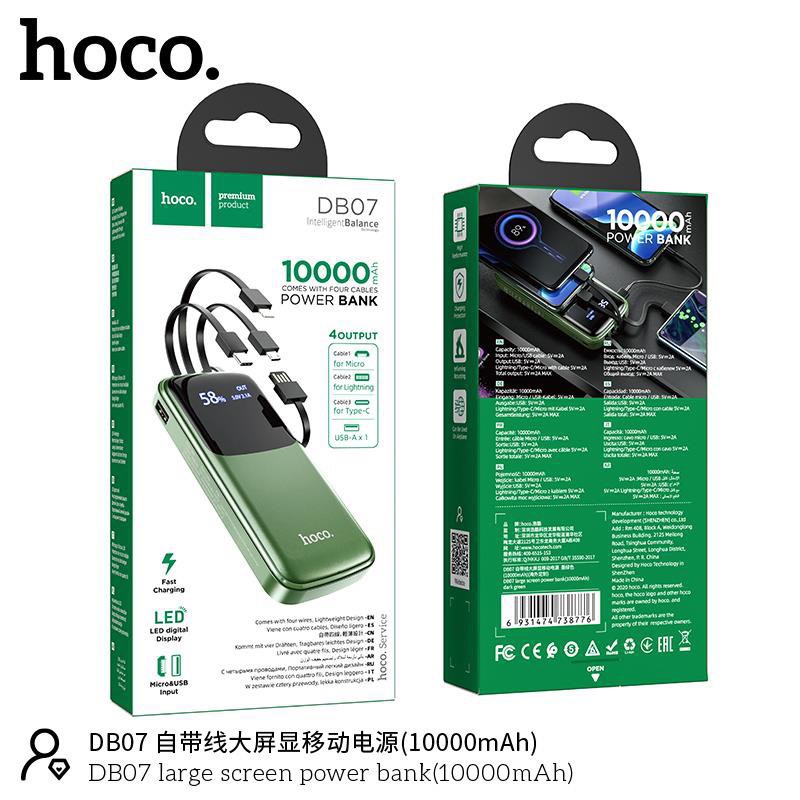 Sạc dự phòng hoco chính hãng DB07 10000mah tích hợp 4 dây sạc