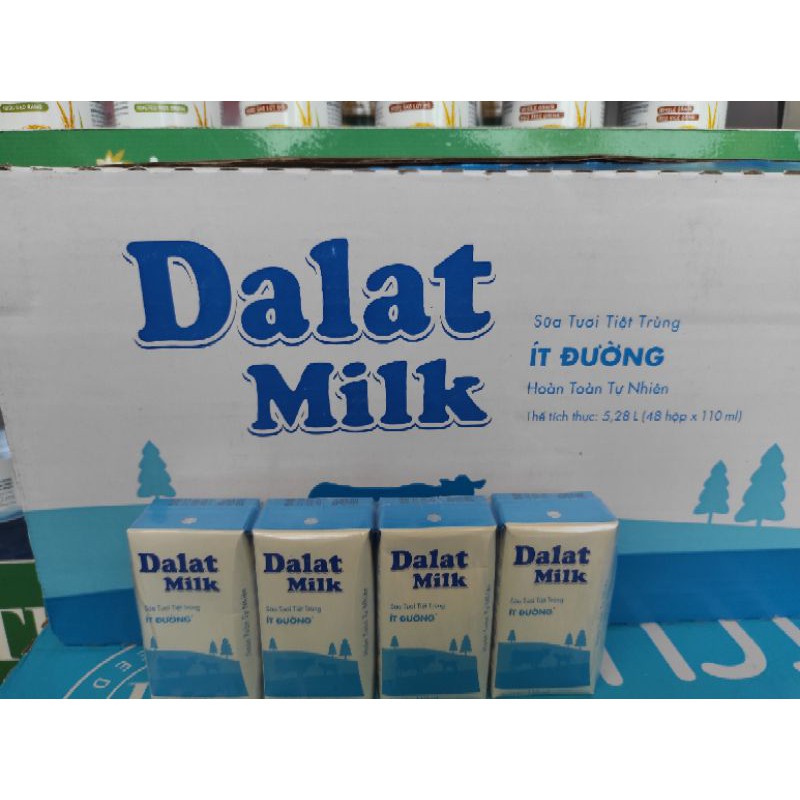 Thùng 48 hộp 110ml sữa Đà Lạt milk ít đường