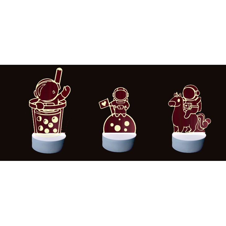 Đèn Led  phi hành gia trắng L1I2 Đèn Ngủ 3D unicorn astronaut 12 cung hoàng đạo ngựa thần siêu anh hùng bangtan