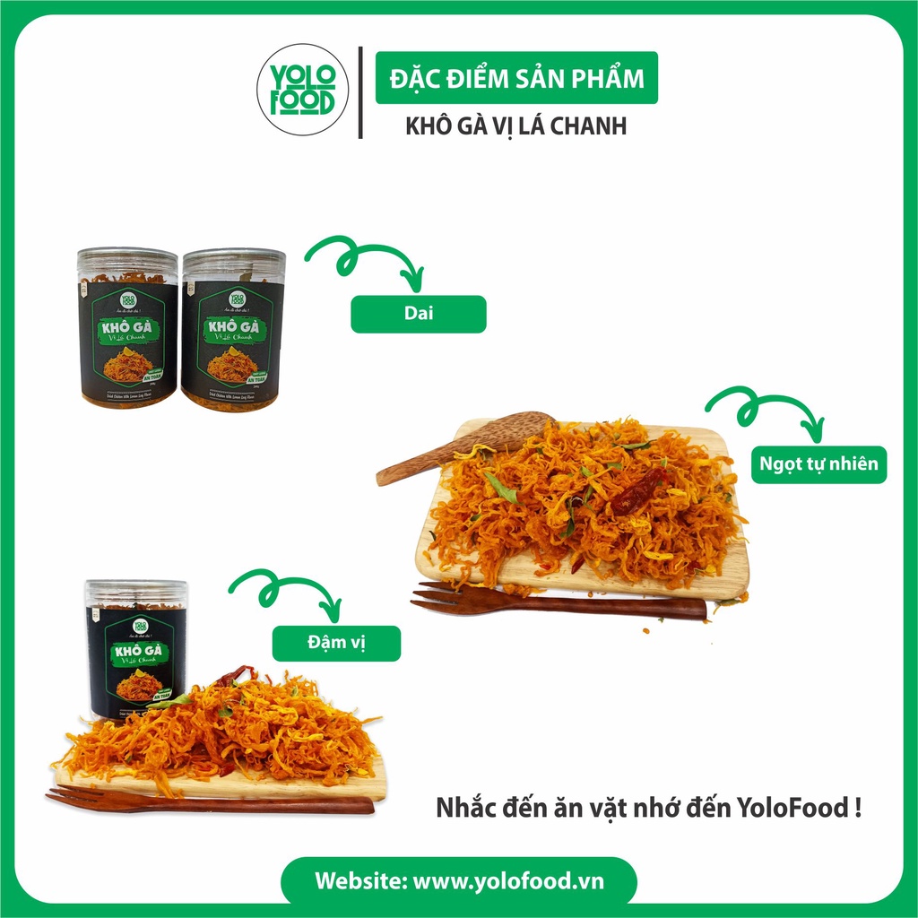 Khô gà lá chanh 200g YOLO FOOD đồ ăn vặt ngon, chất lượng, khô gà lá chanh xé cay loại 1 vị truyền thống đóng hộp ATVSTP