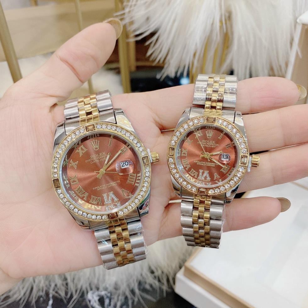 Đồng hồ nam nữ Rolex - unisex Dây kim loại 5 sợi điểm đá màu sang trọng đẳng cấp