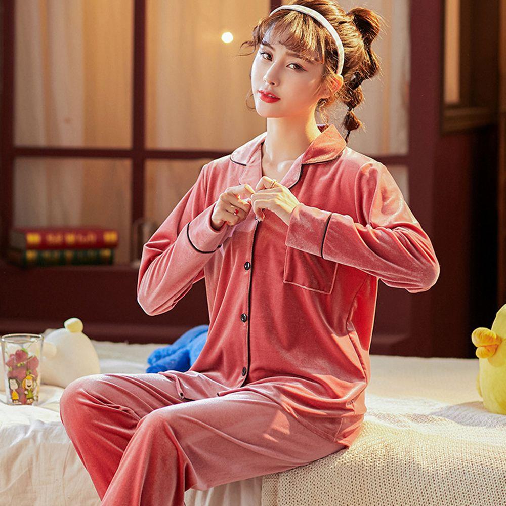 IVORY Bộ Đồ Ngủ Giữ Ấm Màu Trơn Đơn Giản Thời Trang Cho Cặp Đôi