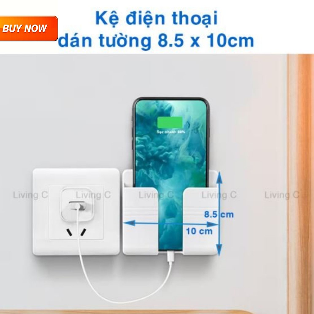 [Mã LIFE20KALL giảm 10% đơn 50K] Kệ Dán Tường Giá Treo Sạc Điện Thoại, Để Điều Khiển Nhựa ABS Cao Cấp