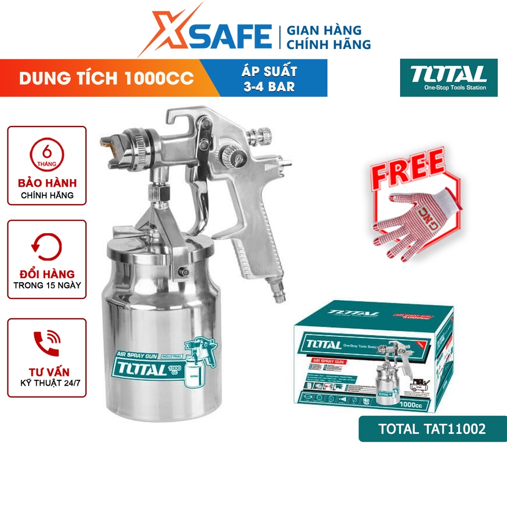 Súng phun sơn Total TAT11002 Đầu vòi 1.5mm, vỏ ngoài chắc chắn, chống va đập tốt