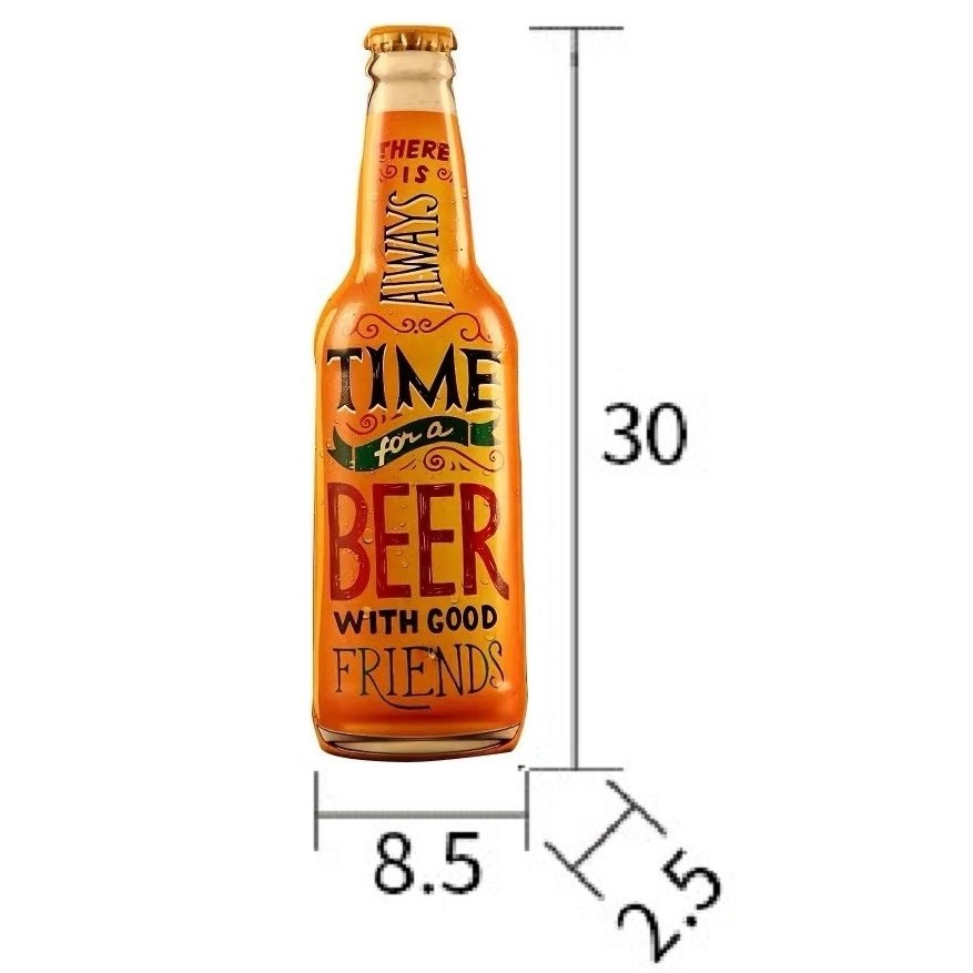 Chai bia sắt treo tường, mô hình trang trí beer club, quán nhậu, quán bar độc đáo