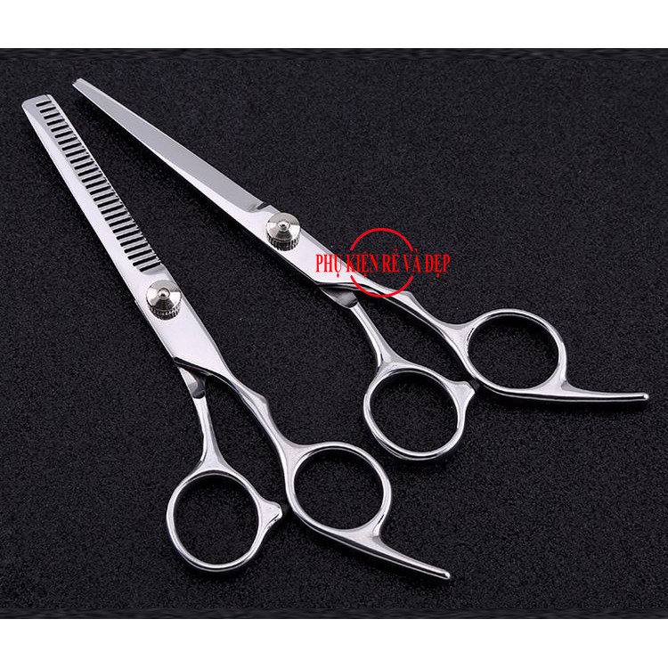 Combo Bộ 2 Kéo cắt và tỉa tóc  + Kẹp đo cắt tóc mái tiện dụng