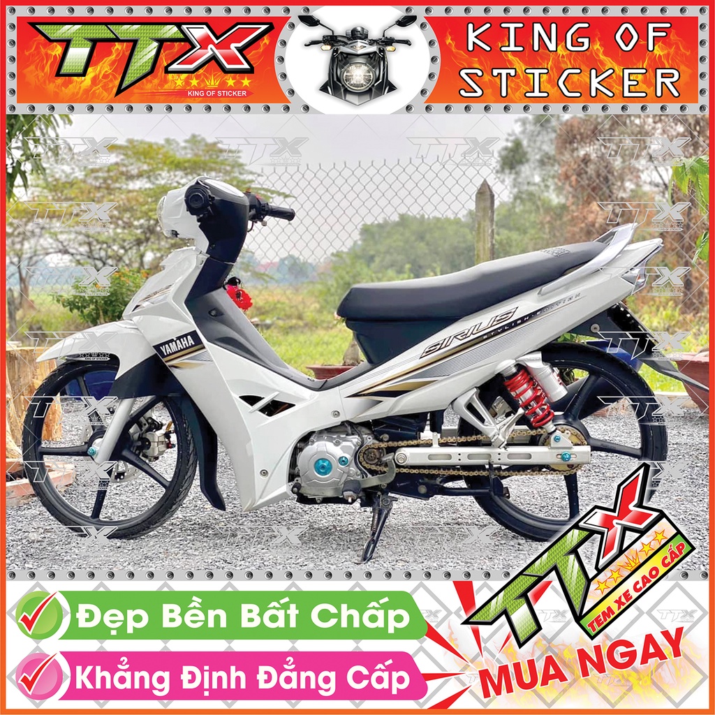 Tem xe sirius chỉ , Team phụ kiện sirius màu đồng nền trắng vệt đen tuyệt đẹp , Shop TTX tem rời sirius mã (S0045/A2)