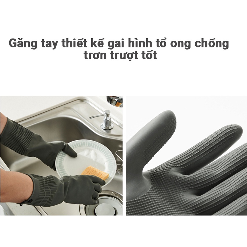 Găng Tay Rửa Chén Cao Su Tự Nhiên Lock&amp;Lock ETM803Y ETM804Y - Hàng Chính Hãng, Có Độ Bám Tốt - Joymall