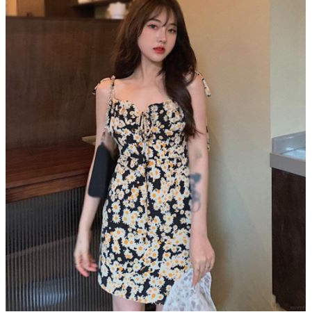 Đầm 2 dây hoa cúc Rose BlackPink