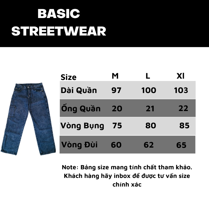 Quần Jean Ống Rộng Xuông Nam Nữ 1 Túi Gối Quần Bò Chất Rin Denim Cotton Dày Dặn Dáng Suông Dễ Phối Đồ Basic Streetwear