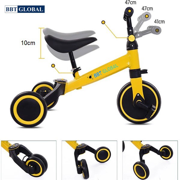 Xe chòi chân 3 in 1 cho bé BBT Global Q9, dành cho bé 2 tuổi , bảo hành 6 tháng