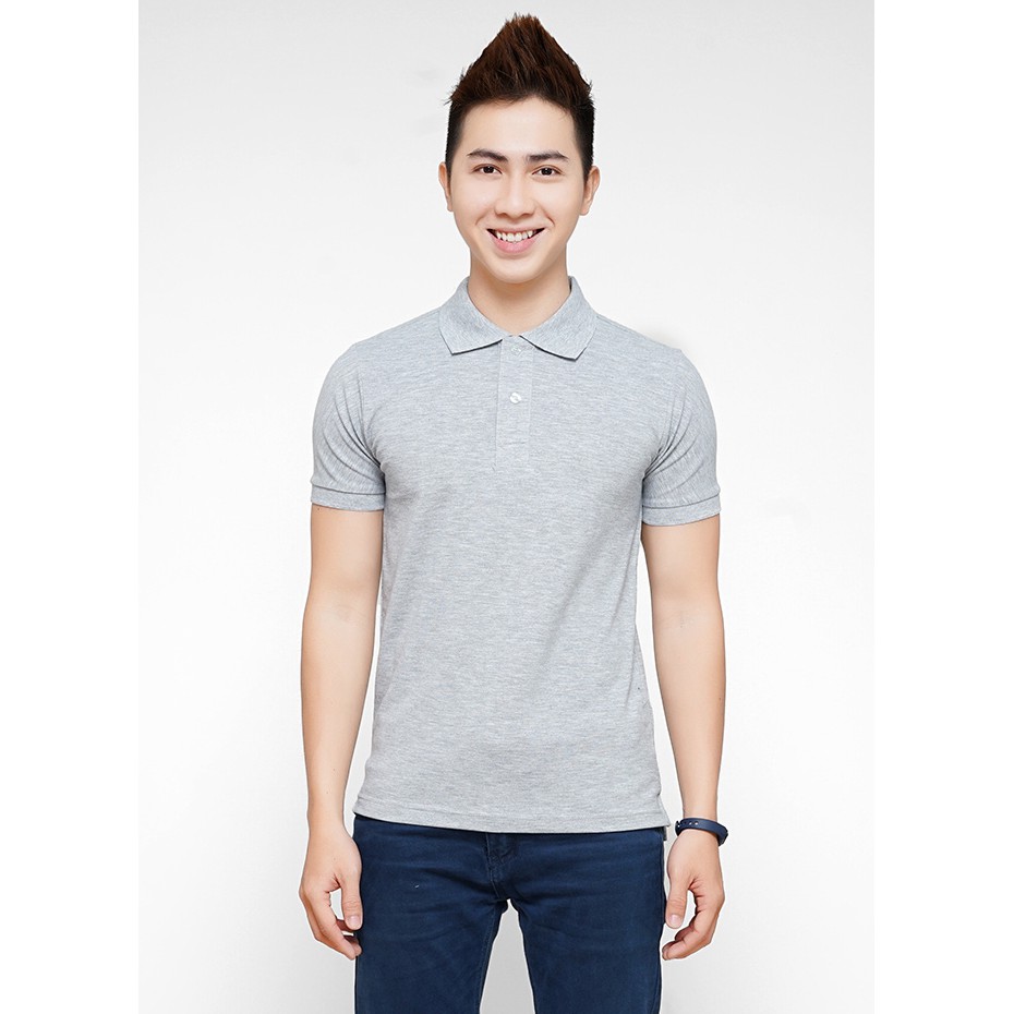 ÁO THUN PO LO MÀU XÁM NAM / NỮ CỘC TAY CỔ BẺ A46205