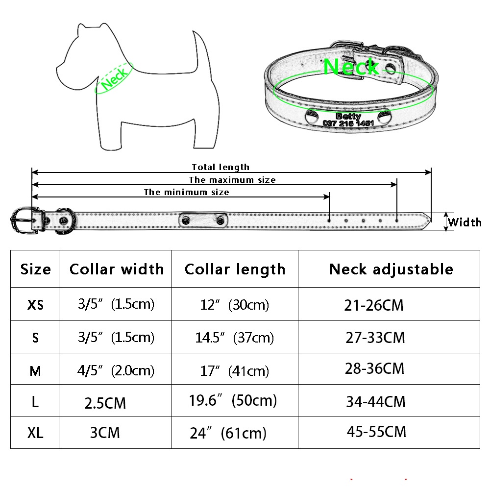 【RIZER】Vòng Cổ Bằng Da Khắc Chữ Tùy Chỉnh Có Đệm Bên Trong Với Thẻ ID Cá Nhân Hóa Cho Chó Và Mèo