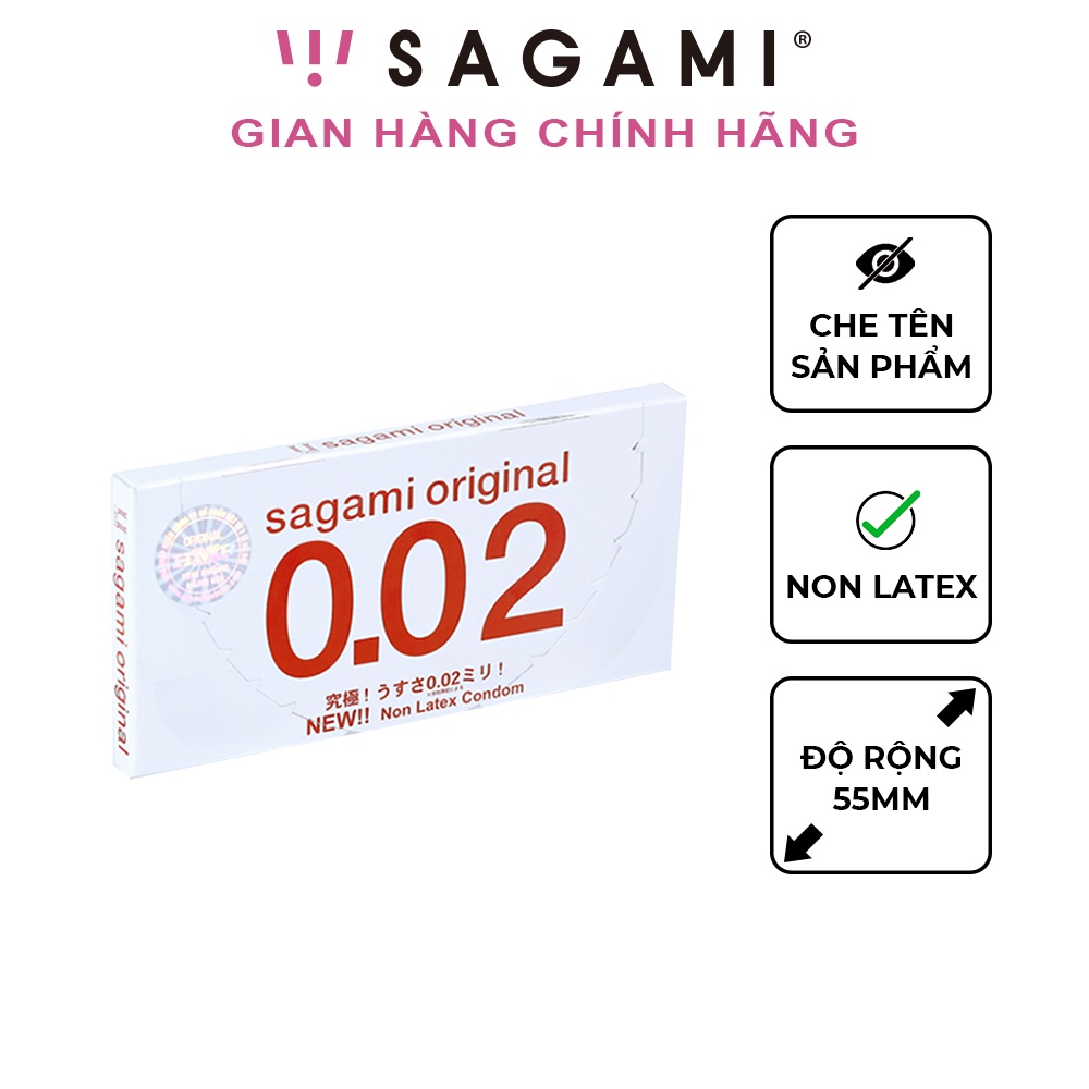 Bao cao su Sagami 002 - bcs non latex - siêu mỏng - hộp 2 chiếc