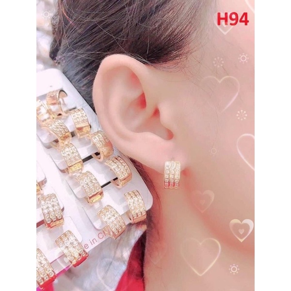 bông tai đính đá mạ vàng