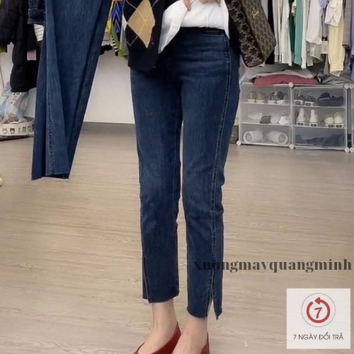 Quần jeans bò nữ ống đứng xẻ gấu nhạt co dãn 4 chiều hot hit 2022 | BigBuy360 - bigbuy360.vn