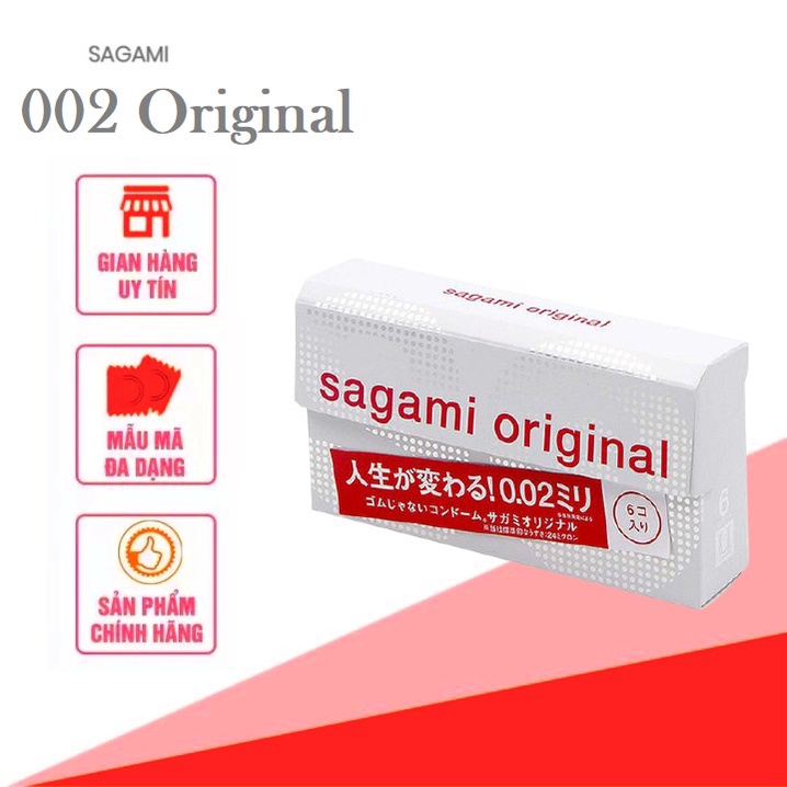 Bao cao su siêu mỏng cao cấp hộp 6 chiếc Sagami Original 0.02 - bcs Nhật Bản