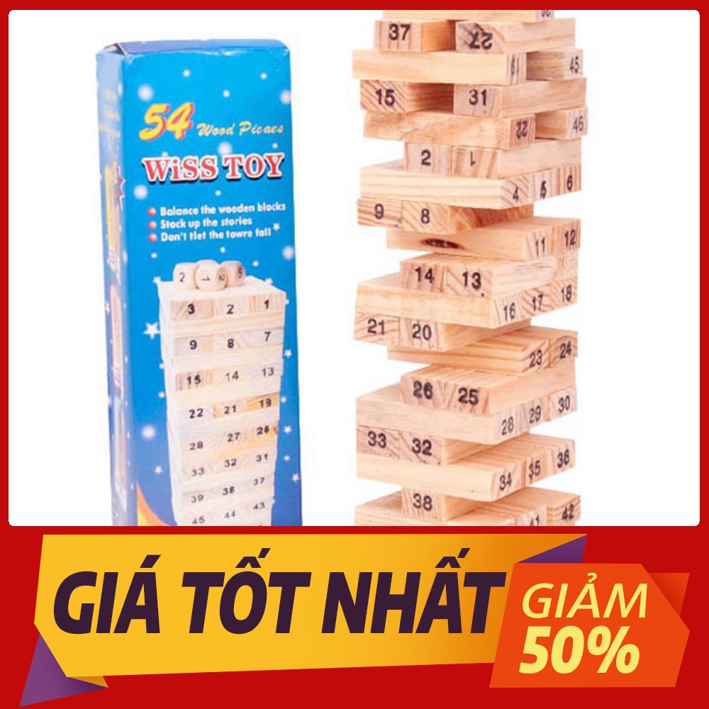 [Sale toàn shop] Bộ Trò Chơi Rút Gỗ 54 Thanh Wiss Toy