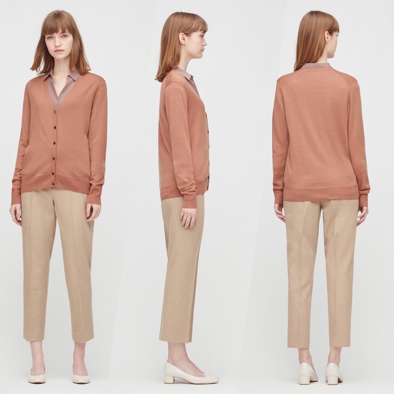 Áo khoác len cardigan nữ cổ tim dòng Extra Fine Merino Wool của Uniqlo