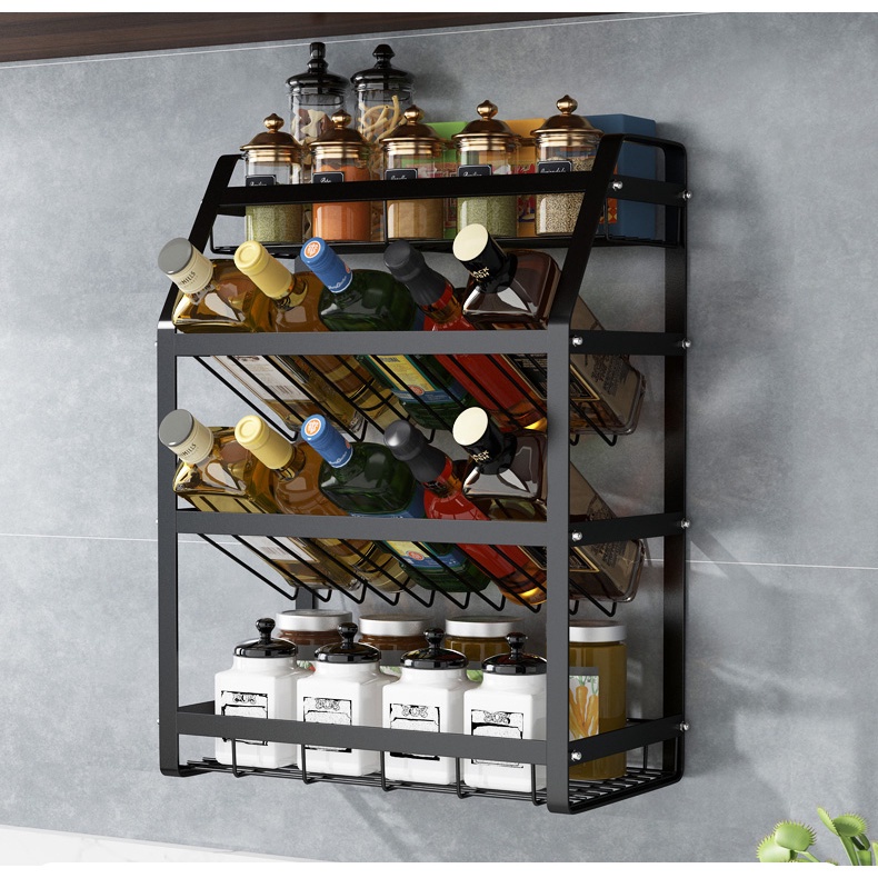 Kệ gia vị 4 tầng bằng thép chống gỉ sơn tĩnh điện 2 ngang, 2 dốc hàng nhập khẩu