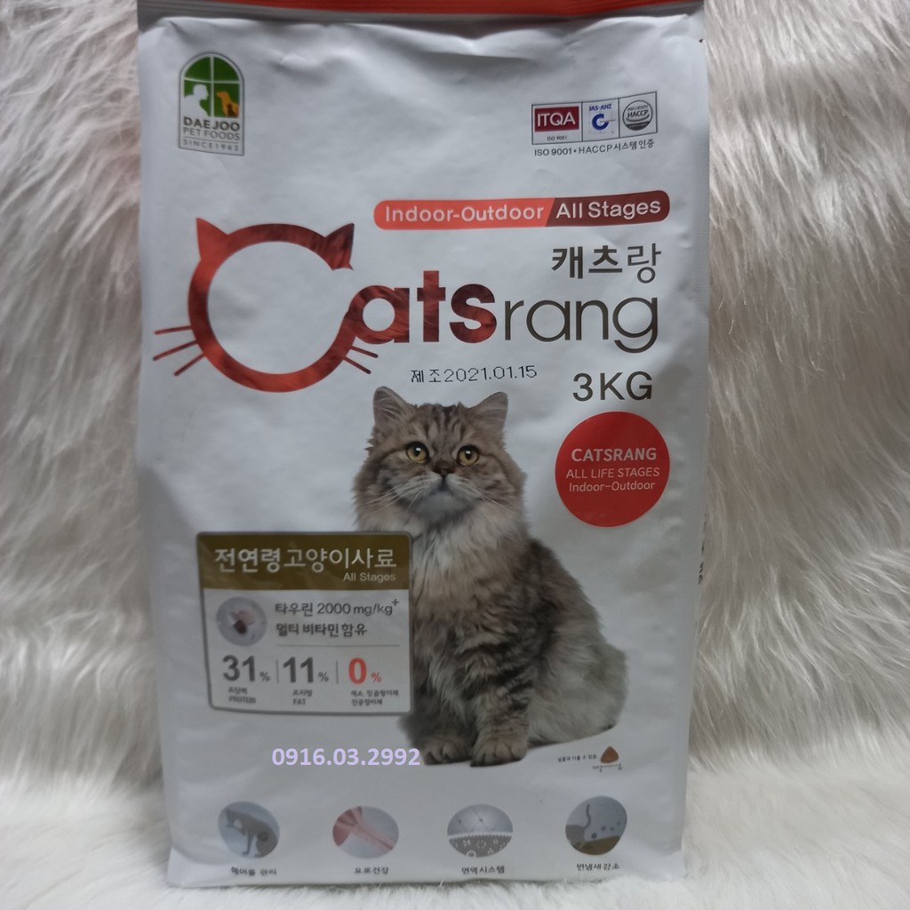 Thức ăn cho mèo Catsrang 3kg - Dành cho mèo trên 3 tháng tuổi