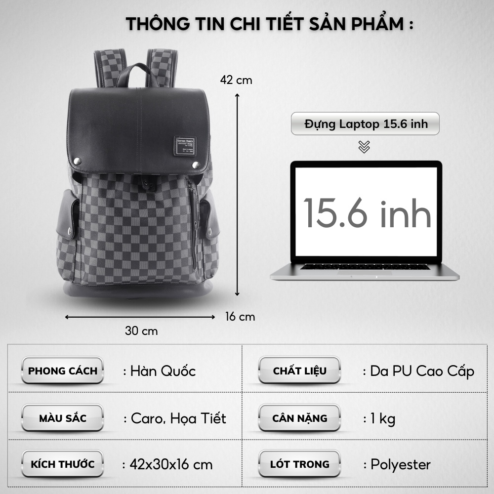Balo da thời trang nam nữ balo lv da PU cao cấp chống nước cặp đi học đi chơi ulzzang balo đựng laptop 15.6 inh - 𝑰𝑩𝑨𝑮