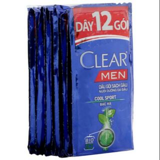Dầu gội đầu Clear Men bạc hà sạch gầu ( dây 12 gói)