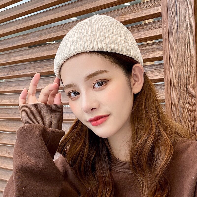 [ Mã LINHHTT01 giảm 10k]  Mũ len, mũ Beanie dệt kim dáng ngắn thiết kế đơn giản Unisex - TinyShop