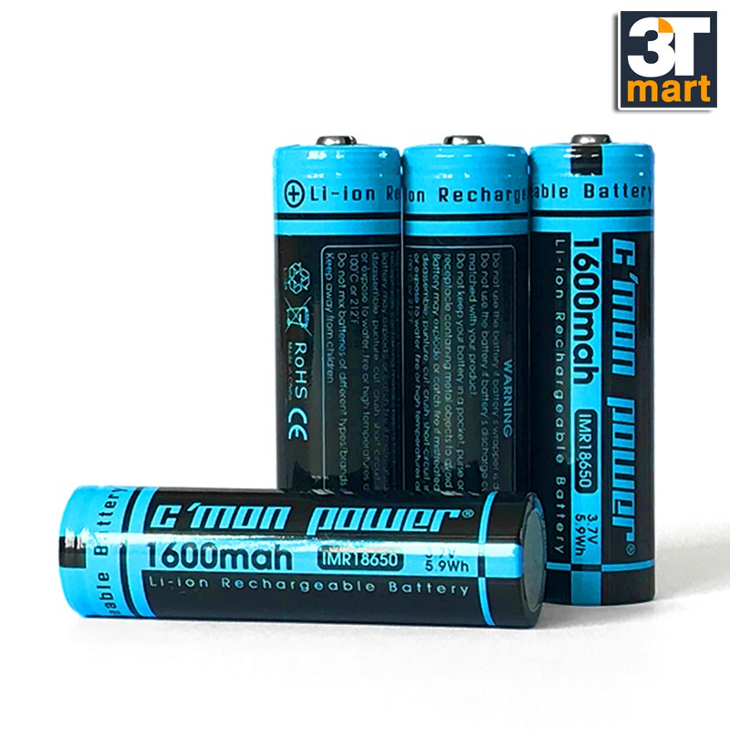 Bộ 4 pin sạc li-ion 18650 C'MON POWER 1600mAh 3.7V (chuyên dùng cho đèn pin - xanh dương)