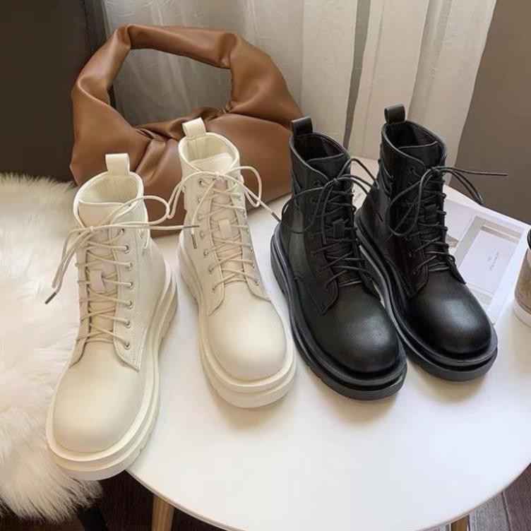 Boots Martin Ulzzang cổ ngắn đế cao 5cm / Giày boots cổ ngắn đan dây hàn quốc