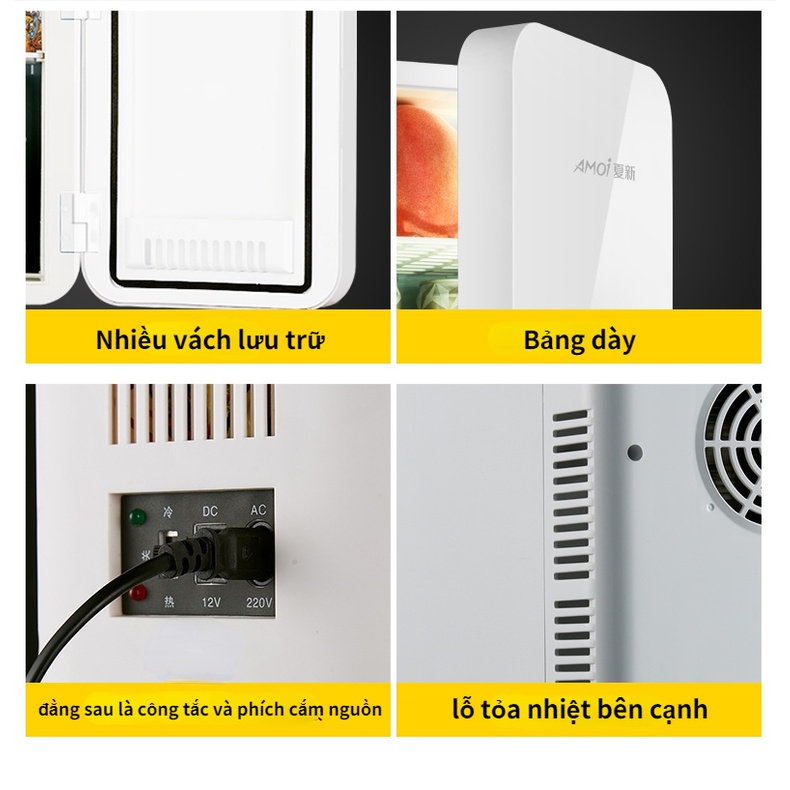 Tủ Lạnh Mini Amoi Chính Hãng-Màn Led Cảm Ứng, Nóng Lạnh 2 Chiều, Bảo Quản Mỹ Phẩm, Sữa Cho Bé - Dùn8L-25L