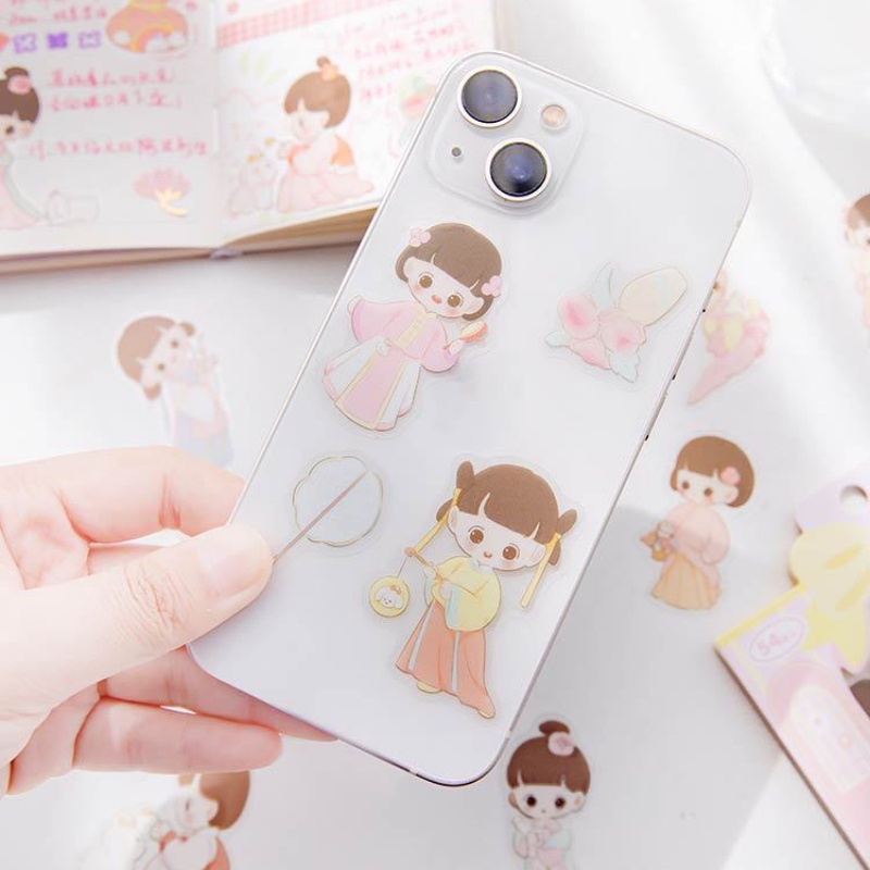 Bộ 54 Miếng Dán Trang Trí Tủ Quần Áo Họa Tiết Hoạt Hình Sáng Tạo