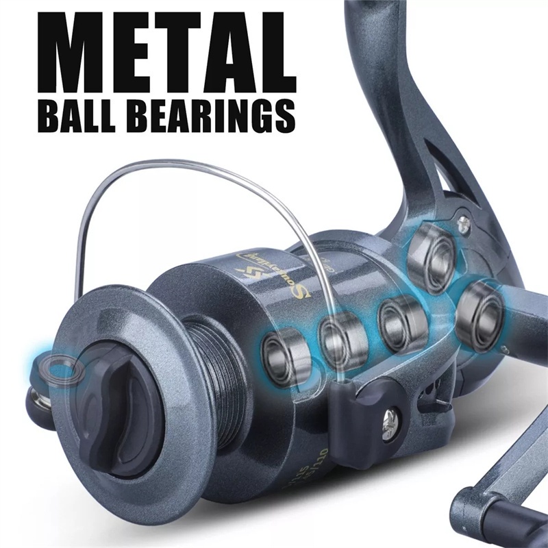 Máy câu cá 6BB Trục quay tốc độ cao mượt mà 5.1: 1 Quay cá chép Cuộn dây câu cá ABS Bass Câu cá giải quyết