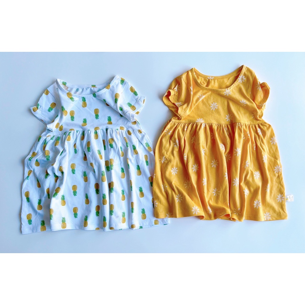 ĐẦM THUN TAY NGẮN NHIỀU MÀU HOẠ TIẾT DỄ THƯƠNG CHO BÉ 9-22KG