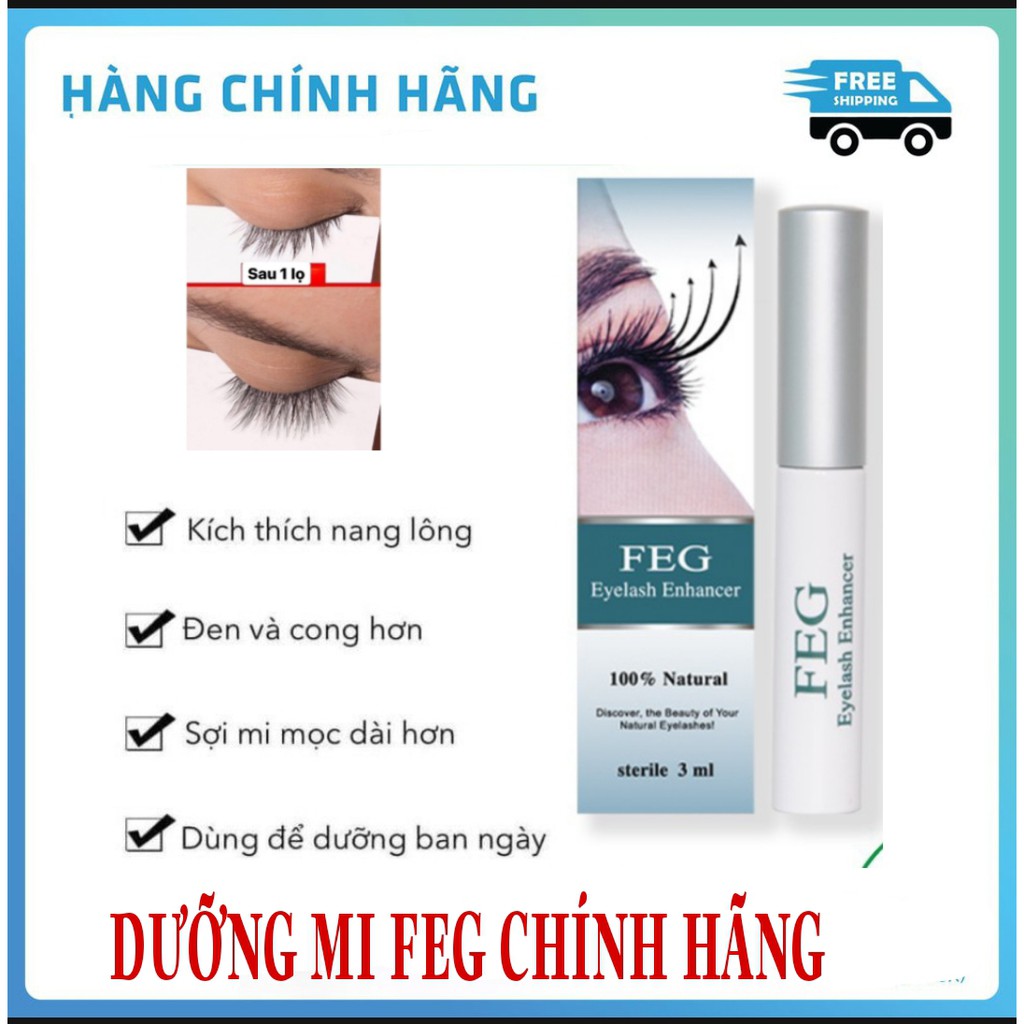 [Cam kết chính hãng] Dưỡng mi xanh FEG (FEG eyelash enhancer) Dưỡng mi dài dày cong với chiết xuất tự nhiên_3ml