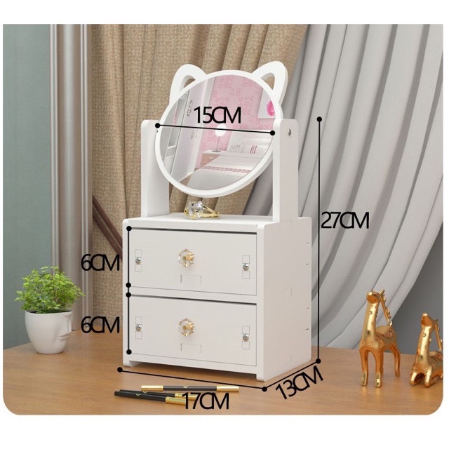 Bàn trang điểm mini 2 tầng