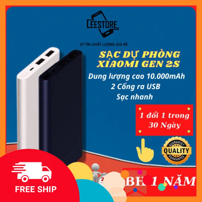 Chính Hãng Sạc Dự Phòng ⚡ DUNG LƯỢNG CAO ⚡ Sạc Dự Phòng Xiaomi Gen2s Cao Cấp, 10000mAh, Chuẩn Dung Lượng, BH 12 Tháng SẢ