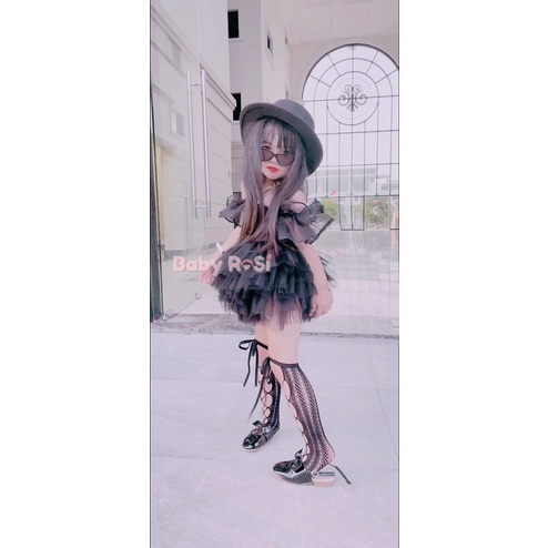 Sét áo voan bèo kèm chân váy tutu đen cho bé