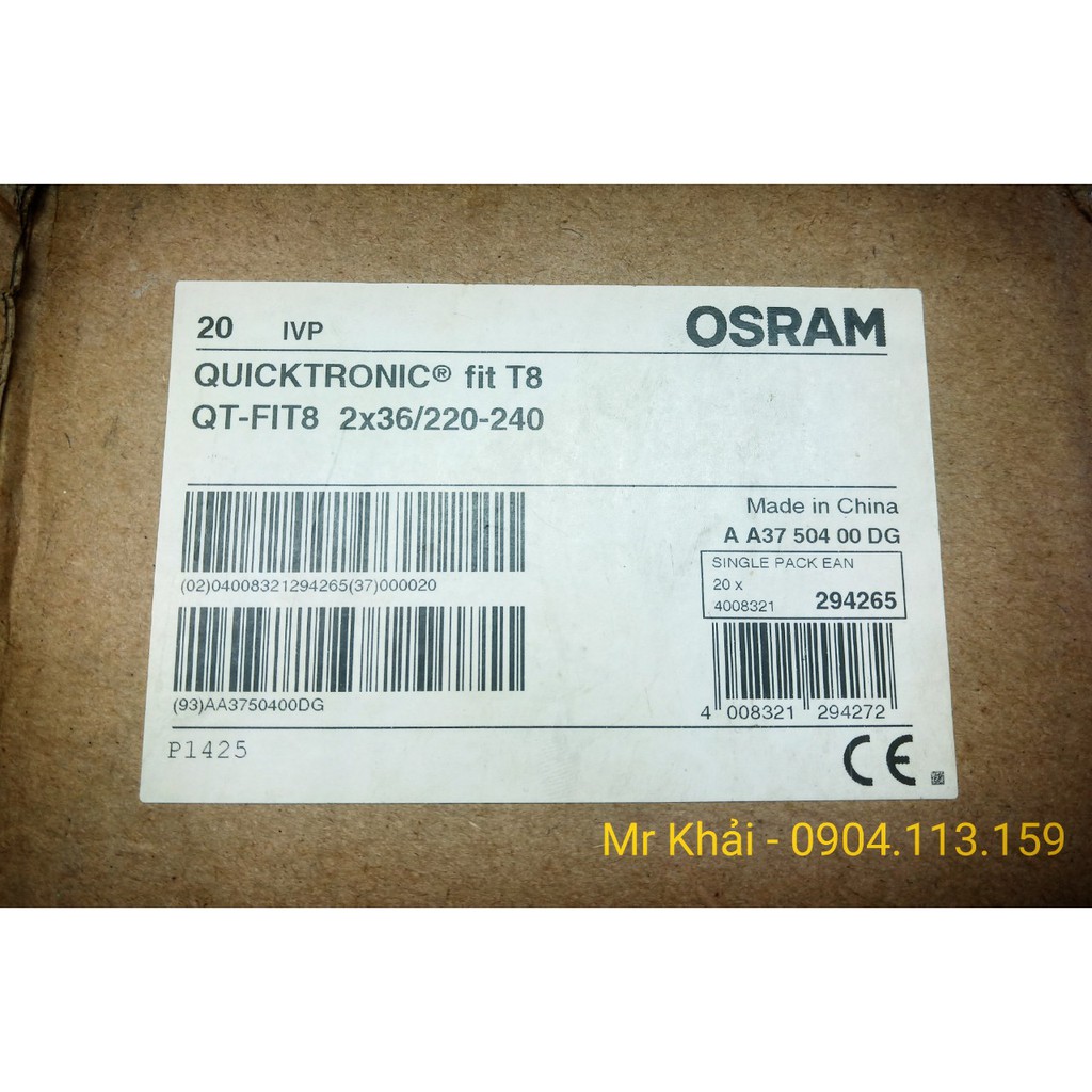 Tăng phô Ballast cho 2 bóng chữ U 36W Osram QT-FIT8 2x36